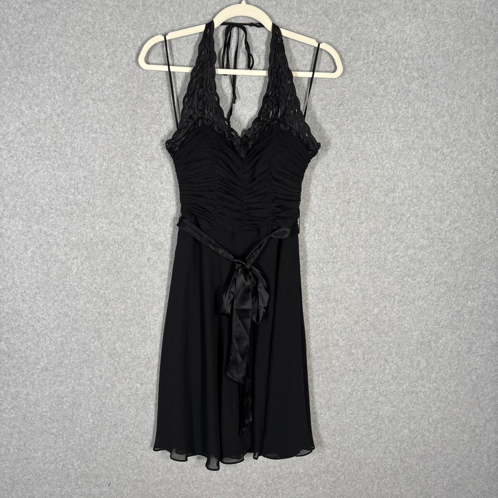 Vintage 90s Y2K Babydoll Dress‎ 10P Ruch Mesh Satin Belt Whimsigoth Fairy Grunge